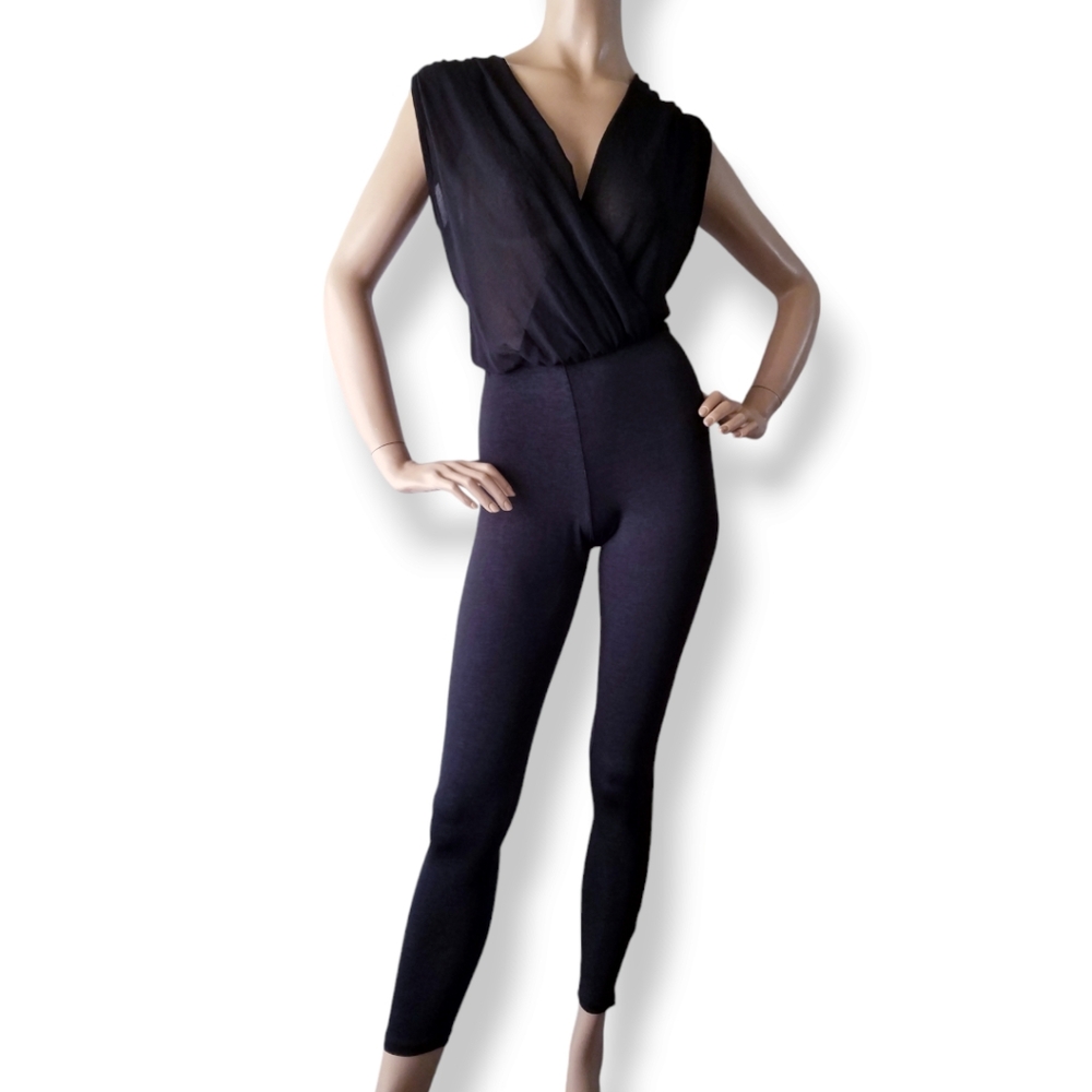 Pint Shop Elegant Mixed Media Black on Black Jumpsuit